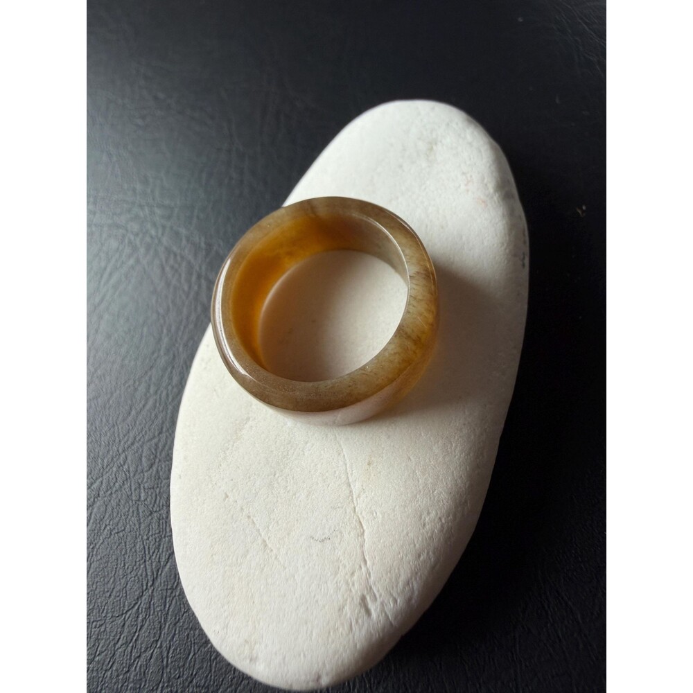 Honey Amber Jade Band Ring Wide Natural Jade Ring | Sugar Brown jade ring sz 8